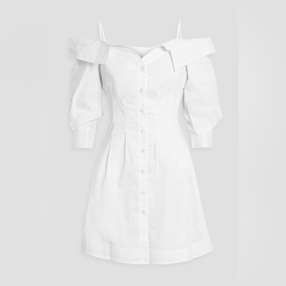 Jonathan Simkhai Coda Off-the-Shoulder Cotton Poplin Mini Dress Large - Picture 1 of 9